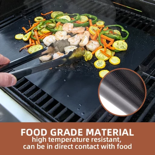 4 db tapadásmentes, újrafelhasználható grillezőlap Fekete - 4 db + színes doboz