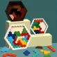 3D hatszögletű fa puzzle játék