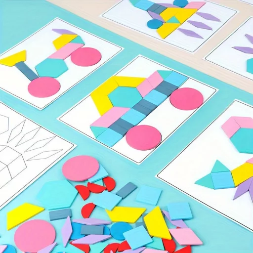 180db-os fa építőkocka - Tangram alakú puzzle készlet