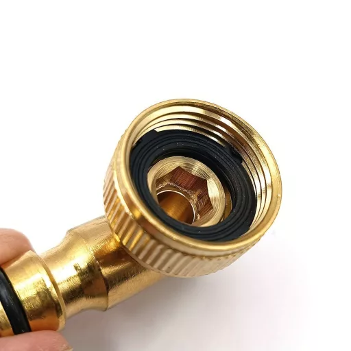Réz 90°-os csatlakozó, 3/4" menetes, kerti öntöző csőadapter
