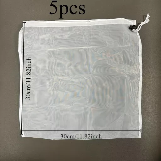 Nylon szűrőháló IBC hordókhoz – 5 db-os készlet, 30×30 cm, esővízgyűjtéshez és víztartály szűréshez