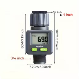   Digitális vízáramlásmérő LCD kijelzővel – 3/4” kerti tömlőhöz