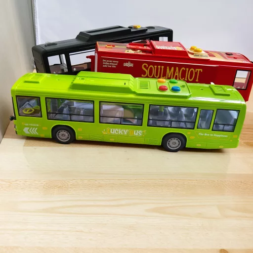 30 cm-es Dupla Ajtós Játékbusz Fénnyel és Hanggal