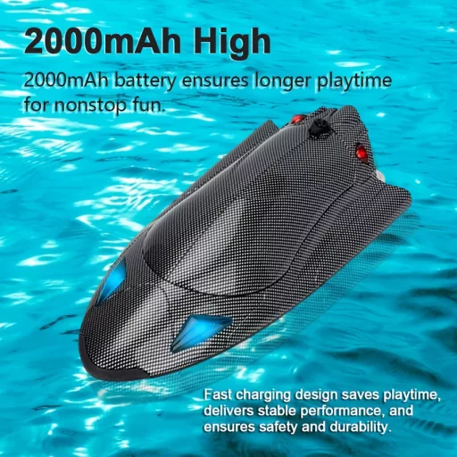 Távirányítós Jet Boat - Nagy sebességű elektromos 40KM/H (24.85 MPH) távirányítós csónak turbó gázturbinás hajtással és LED fényekkel,