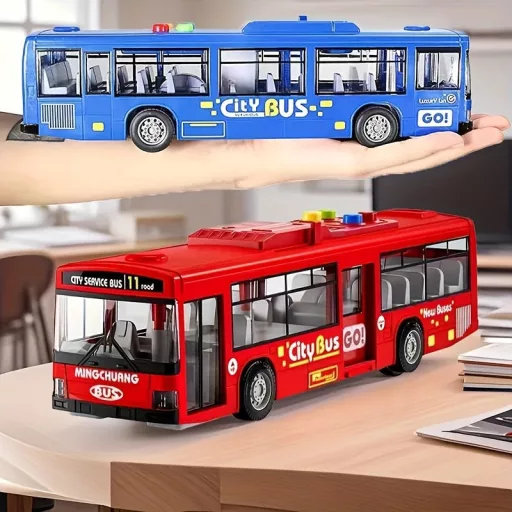 30.48 cm-es piros és kék dupla ajtós busz