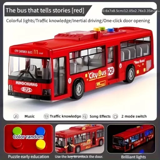 30.48 cm-es piros és kék dupla ajtós busz
