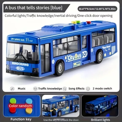 30.48 cm-es piros és kék dupla ajtós busz