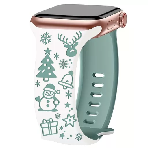 Női Karácsonyi Gravírozott Szilikon Apple Watch Pánt