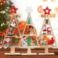   3D fa karácsonyfa díszek mikulással, hóemberrel, rénszarvassal és ünnepi elemekkel