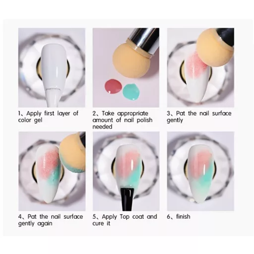 Gradient Sponges körömdíszítő ecsetkészlet 4 cserélhető fejjel – akrilgél, csillámos és púderszedő pöttyező eszközök professzionális körömművészeknek