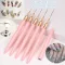 5db Rózsaszín/fekete Nail Art Ecsetek A Részletekért, Long Nail Art Line Ecsetek Manikűrzselé Finom Mintákhoz