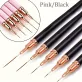   5db Rózsaszín/fekete Nail Art Ecsetek A Részletekért, Long Nail Art Line Ecsetek Manikűrzselé Finom Mintákhoz