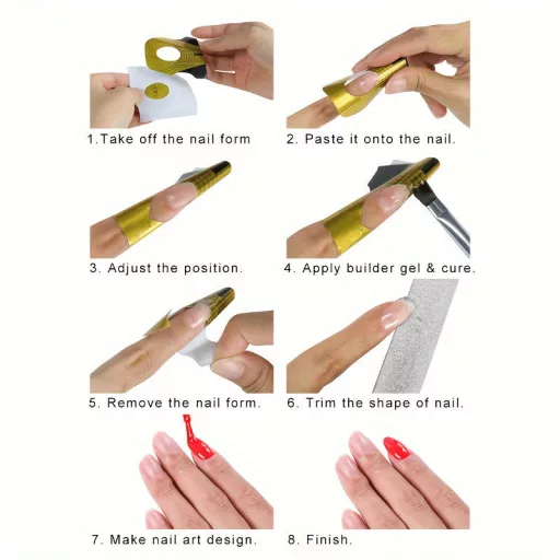 Nail Art Papírtartó, Téglalap Alakú Körömhosszabbító Arany Ujjtartó, Körömragasztós Ujjtartó, Körömhosszabbító Tartó
