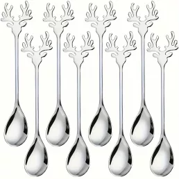   Elegáns rénszarvas agancs rozsdamentes acél kanálkészlet - 8 részes