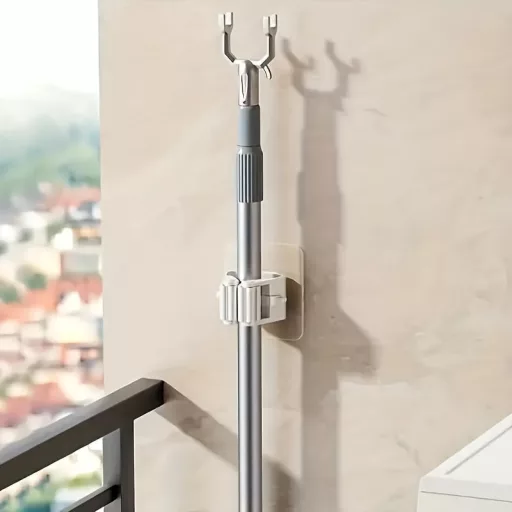 2db Könnyen Falra Szerelhető Felmosó és Seprű Tartó