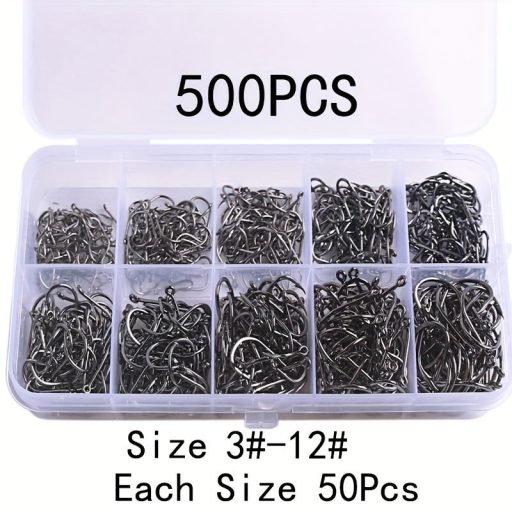 100db  horgász szett, szénacél egyszöges horog