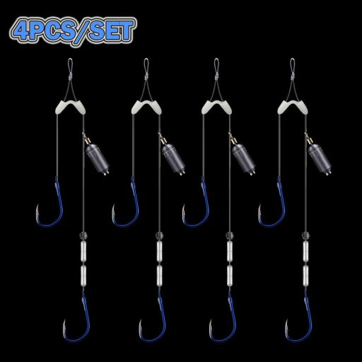 4db harapásgátló dupla horog gördülő forgóval és nylon zsinórral