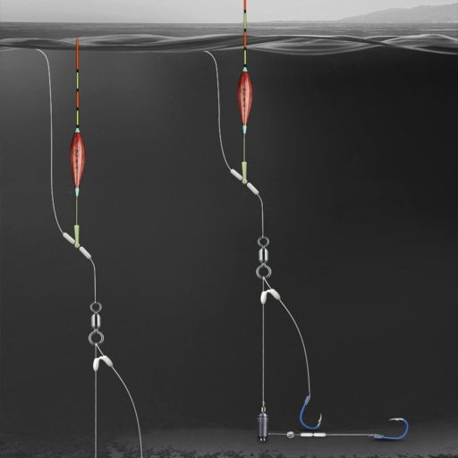 4db harapásgátló dupla horog gördülő forgóval és nylon zsinórral