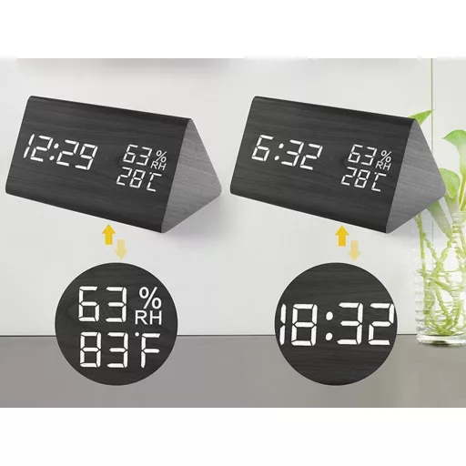 Digitális Ébresztőóra Hőmérséklet- és Páratartalom Mérővel – LCD Kijelzős Asztali Óra