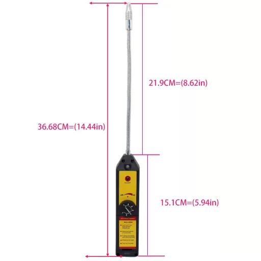 Hűtőközeg-szivárgásdetektor R134a, R410a, R22, R1234yf, CFC, HCFC, HFC és HFO gázokhoz, LED jelzővel
