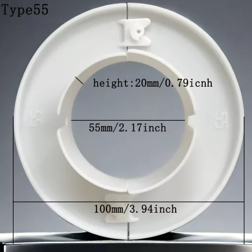 Dekoratív légkondicionáló fali lyukfedő, tömítőfedél és dekoratív gyűrű, fehér, 55/65/75 mm Fehér, 65 mm