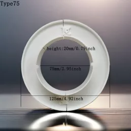   Dekoratív légkondicionáló fali lyukfedő, tömítőfedél és dekoratív gyűrű, fehér, 55/65/75 mm Fehér, 75 mm