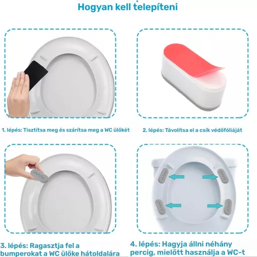 4 db WC-ülőke párna, bidé ülőke párnák erős párnázással és ragasztó funkcióval, bidé kiegészítőhöz