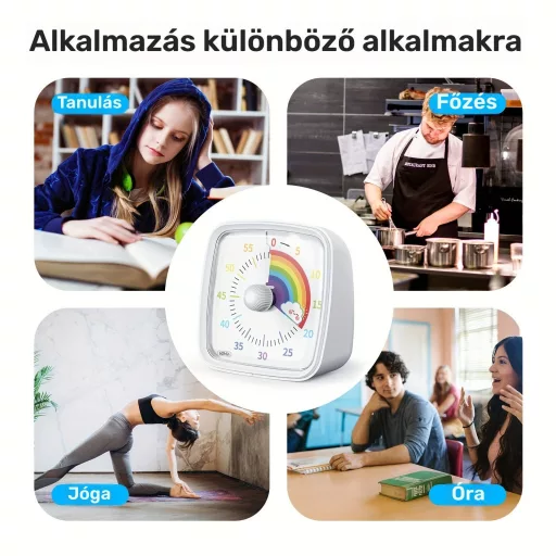 Yunbaoit Szivárvány vizuális időzítő éjszakai fénnyel, 60 perces visszaszámlálás, 2 AAA elemmel