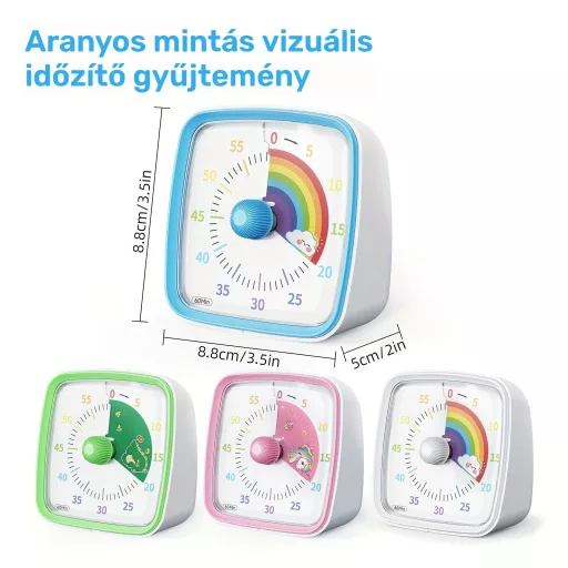 Yunbaoit Szivárvány vizuális időzítő éjszakai fénnyel, 60 perces visszaszámlálás, 2 AAA elemmel