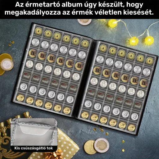 420 zsebes PVC érmetartó album erős oldalakkal, világérmék tároló rendszerező gyűjtőknek
