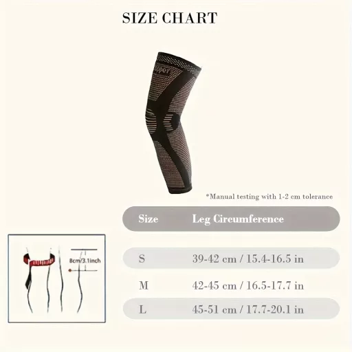 2 db Kompressziós térdtámasz, meleg térdvédő, kötött anyag, nem csúszó, légáteresztő M méret (42-45 cm)
