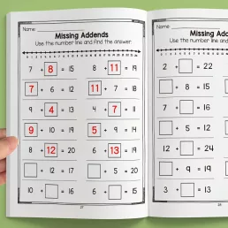   32 oldalas interaktív matematikai gyakorlófüzet fiataloknak – összeadás és kivonás gyakorlása