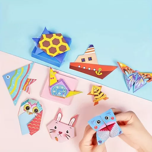 108 db-os kreatív origami papírhajtogatás készlet, 54 origami mintával, lépésről lépésre útmutatóval