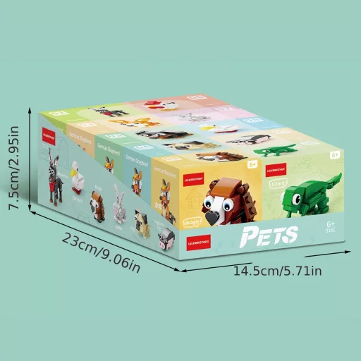 10 az 1-ben mini aranyos háziállat sorozat építőkocka készlet, 10 kis modellből vagy 1 nagy modellé kombinálható Zöld