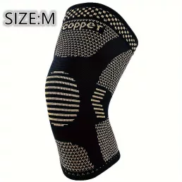   Rézbe átitatott kompressziós térdvédő, térdtámasz M méret (28 cm hosszú, felsőrész 16.5 cm, lábméret 36–42 cm)