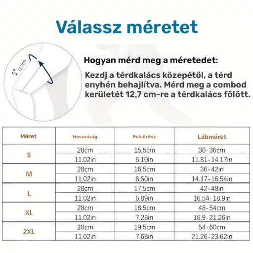 Rézbe átitatott kompressziós térdvédő, térdtámasz L méret (28 cm hosszú, felsőrész 17.5 cm, lábméret 42–48 cm)