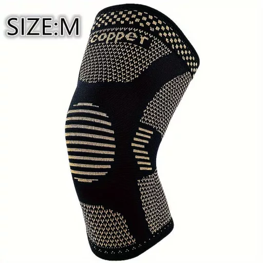 Rézbe átitatott kompressziós térdvédő, térdtámasz L méret (28 cm hosszú, felsőrész 17.5 cm, lábméret 42–48 cm)