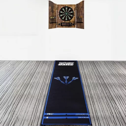 Professzionális darts szőnyeg acélhegyű és puhahegyű dartsokhoz, dobóvonal-jelölésekkel, poliészter szál