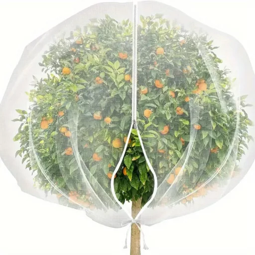 PE gyümölcsfa védőháló 120 × 180 cm, cipzárral és húzózsinórral, madár- és kártevő ellen