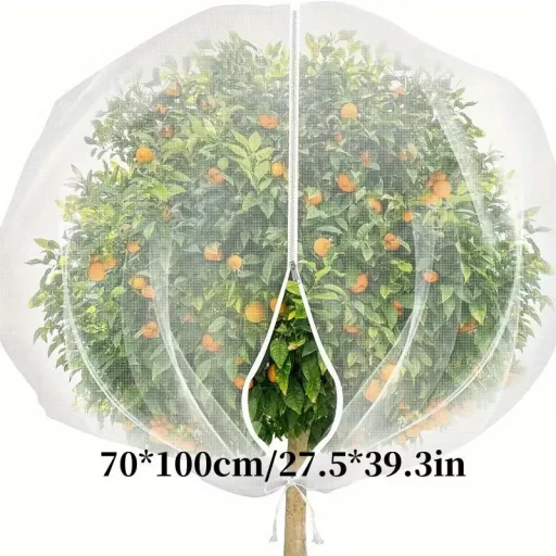 PE gyümölcsfa védőháló 120 × 180 cm, cipzárral és húzózsinórral, madár- és kártevő ellen