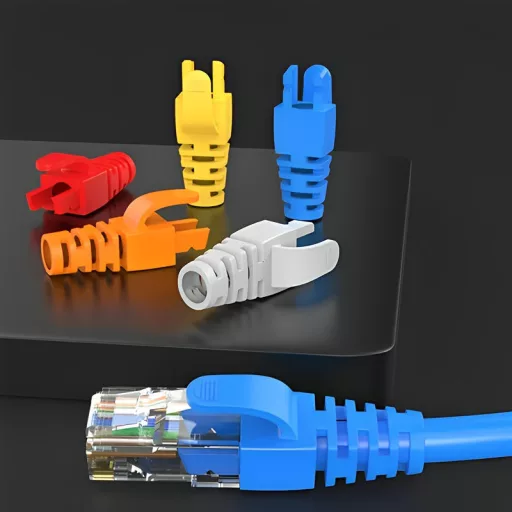 100 db RJ45 Ethernet kábel feszültségmentesítő csizma, PVC, színkódolt, vegyes szín 100 db, vegyes szín