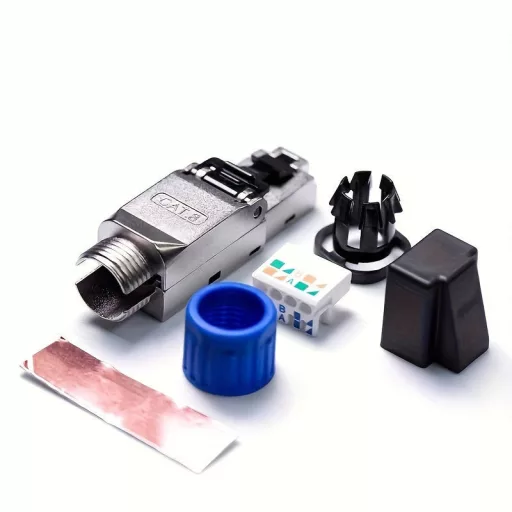Cat8 eszközmentes RJ45 csatlakozó, árnyékolt Ethernet dugó Cat8/Cat7 kábelekhez, 22–24 AWG, 40 Gbps