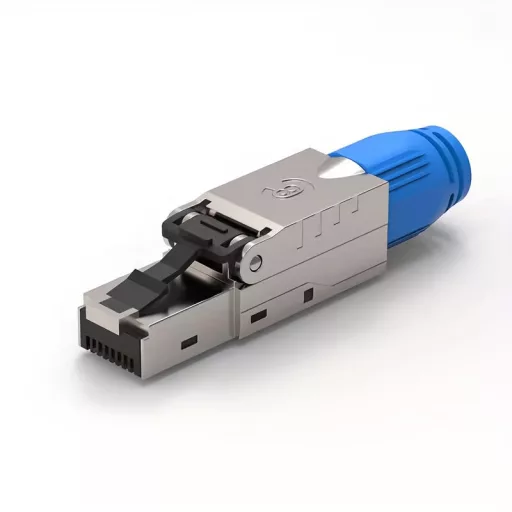 Cat8 eszközmentes RJ45 csatlakozó, árnyékolt Ethernet dugó Cat8/Cat7 kábelekhez, 22–24 AWG, 40 Gbps