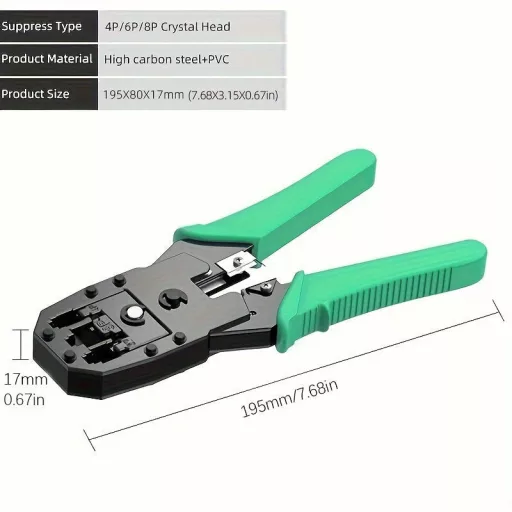 Professzionális RJ45 Cat5/Cat6 hálózati krimpelő fogó 4P/6P/8P, vágó és szálcsupaszító funkcióval