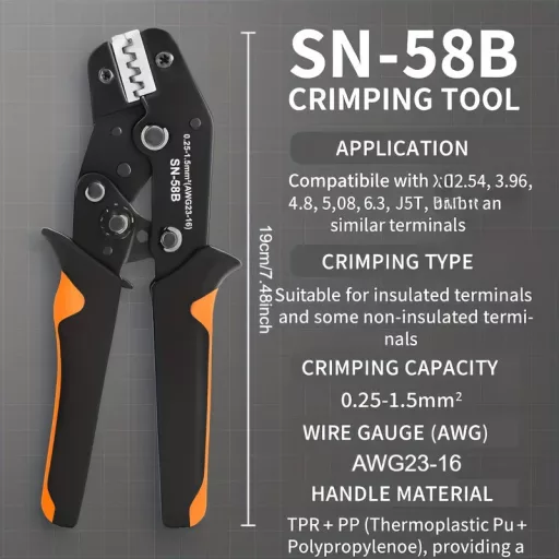 Ratchet SN-58-B krimpelő szett, 0,25–1,5 mm² csatlakozókhoz, 300 hüvely + 300 tekercs, férfi-női kapocs