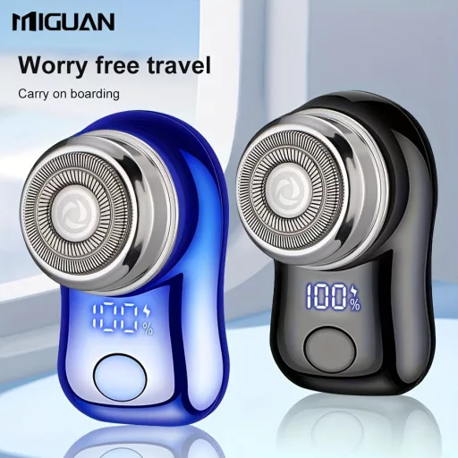 MIGUAN férfi elektromos borotva USB töltéssel, digitális kijelzővel, 3 sebességfokozattal, 3 fejjel Kék