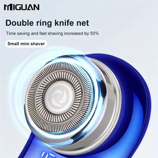 MIGUAN férfi elektromos borotva USB töltéssel, digitális kijelzővel, 3 sebességfokozattal, 3 fejjel Fekete