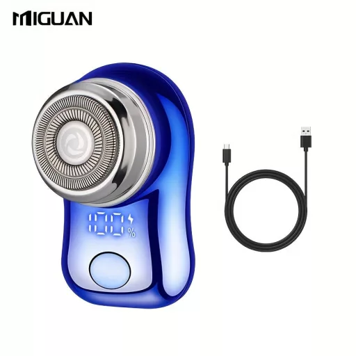 MIGUAN férfi elektromos borotva USB töltéssel, digitális kijelzővel, 3 sebességfokozattal, 3 fejjel Fekete