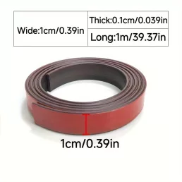   Erős ragasztó mágneses szalag, 1 cm × 1 mm × 1 m, kézműves projektekhez, fehérítáblákhoz és hűtőszekrény rendszerezéshez