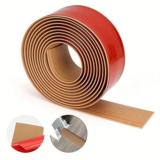 5,1 cm széles öntapadós padlóösszekötő elválasztó csík laminált és vinyl padlóhoz, faerezet mintával Barna faerezet